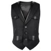 Men Gothic Wool Waistcoat Vest Black 